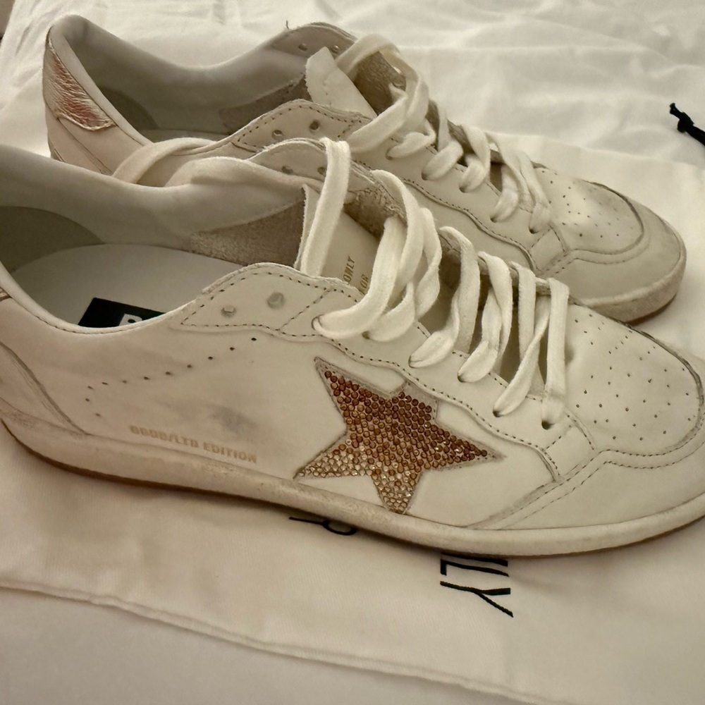 Golden Goose White and Gold Sneakers